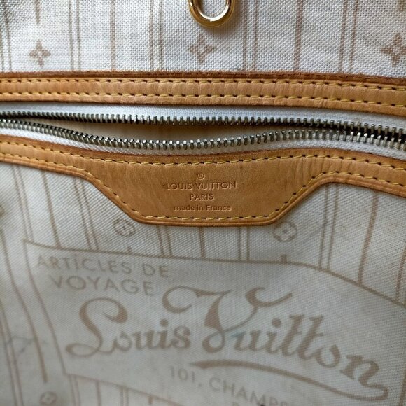 Louis Vuitton Neverfull Mm White Damier Azur Tote - Picture 7 of 9